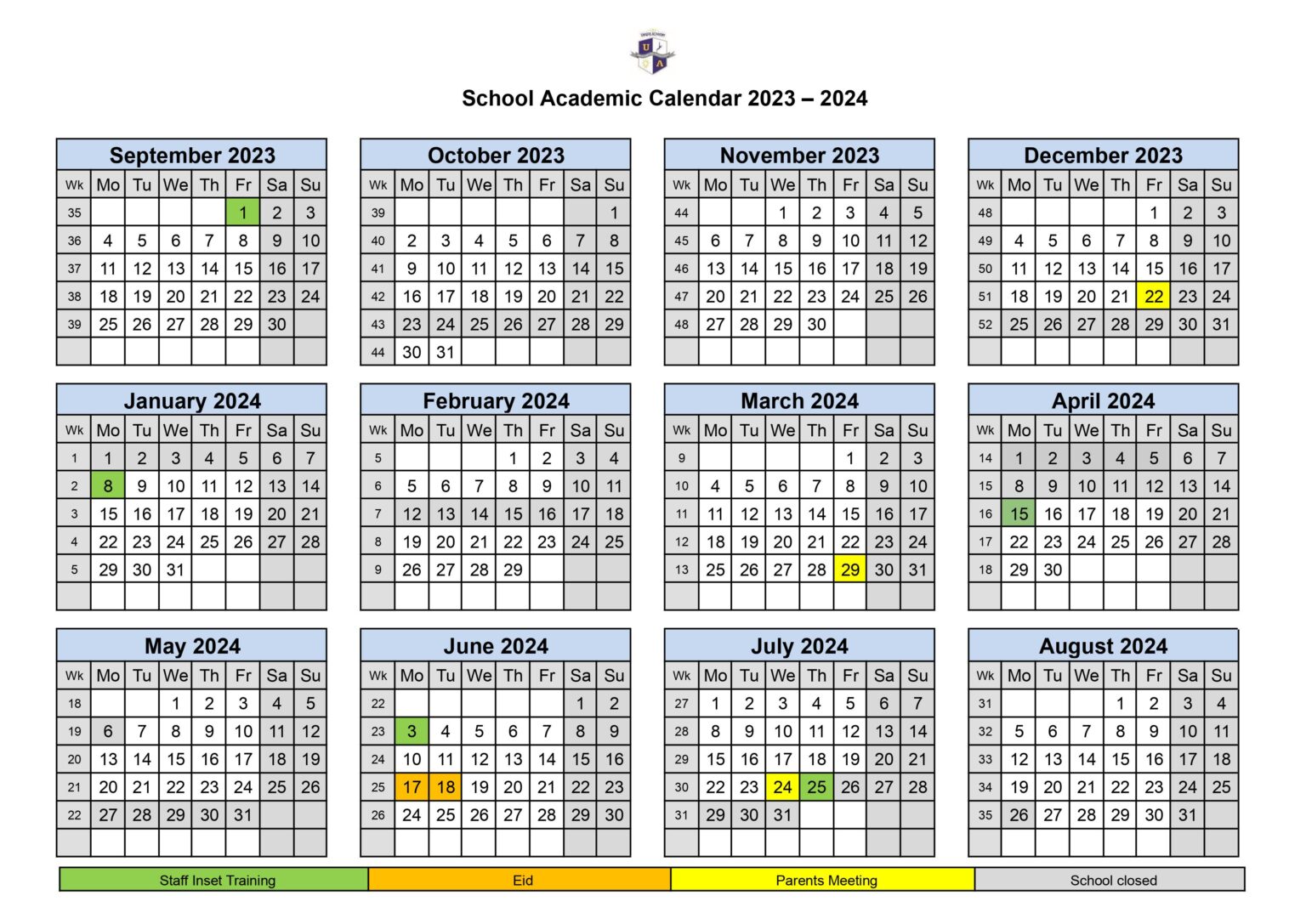 Academic Calendar Term Dates Unique Academy